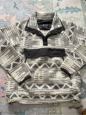 Carhartt Cream & Gray Snap-Front Waffle Fleece Pullover